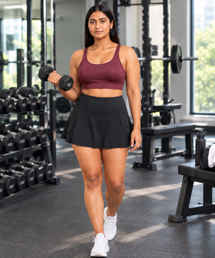 Women's Black High-Waisted Athletic Skort – Flared Tennis & Workout Skirt