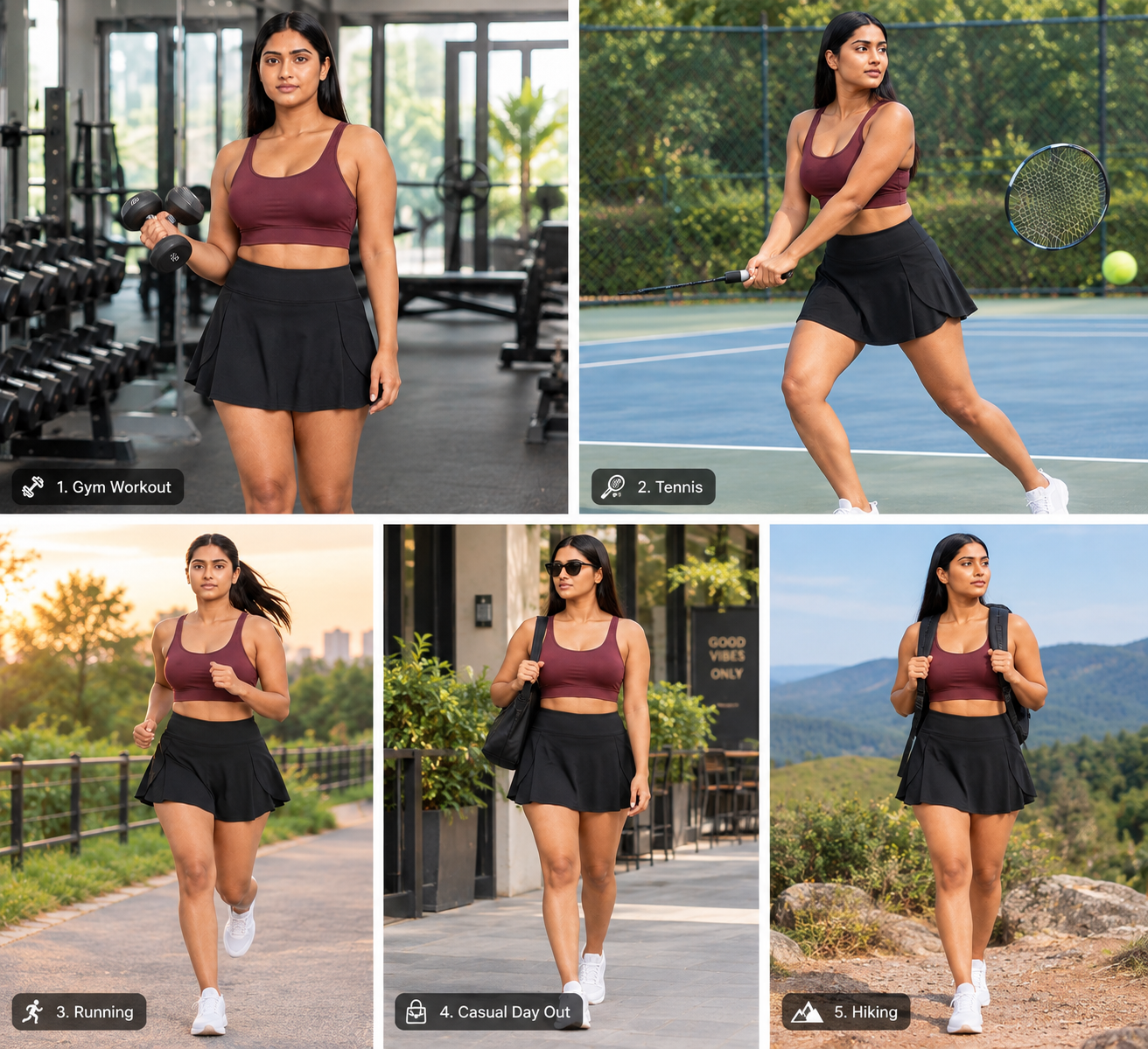 Women's Black High-Waisted Athletic Skort – Flared Tennis & Workout Skirt - Image 3